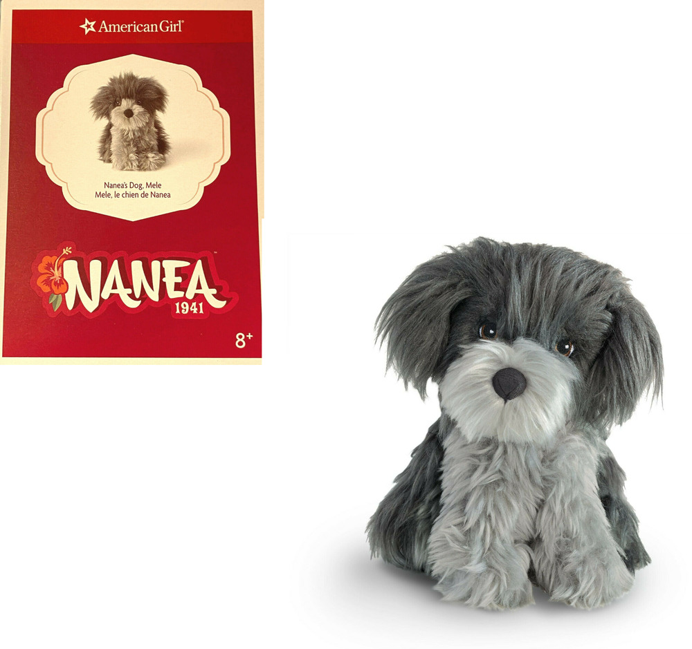 American Girl Nanea Dog Mele Doll Pet Plush Poi Puppy Black Gray Stuffed Animal